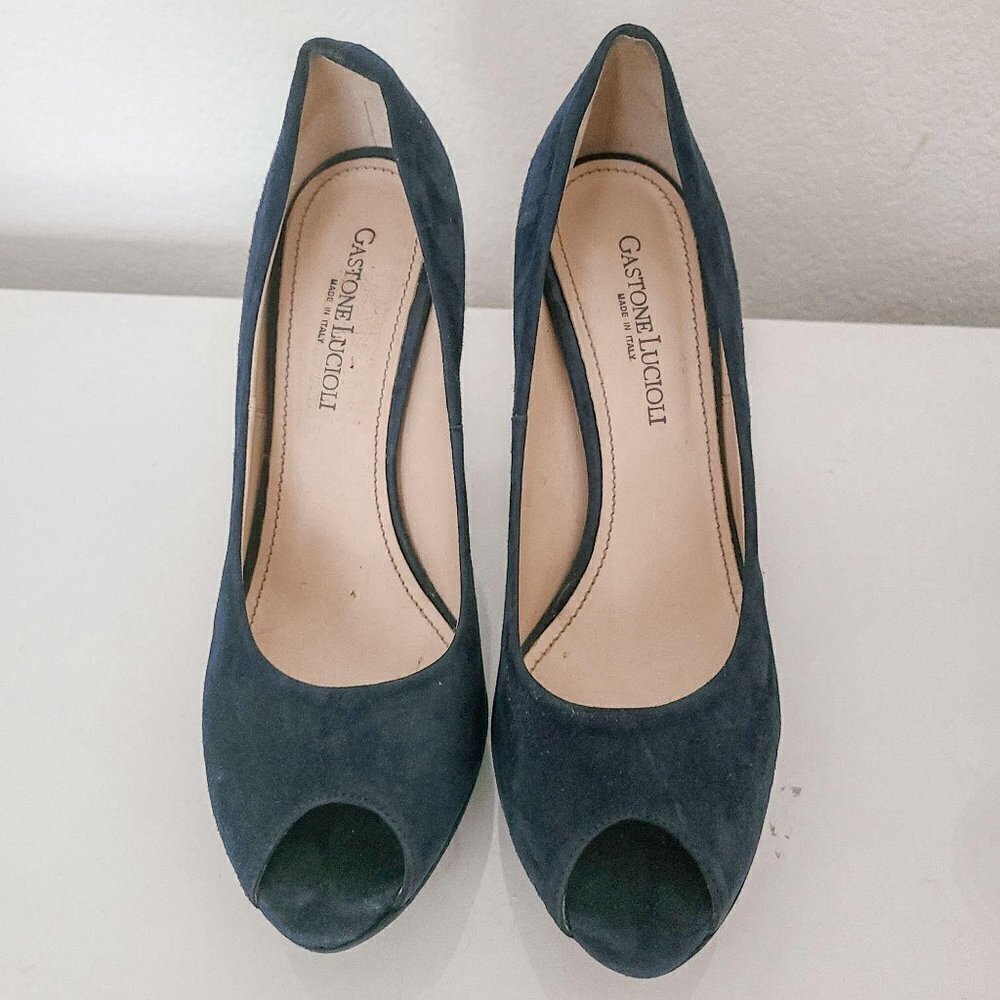 Gastone Lucioli Blue Platform High Heel Pumps 40.5 - Picture 6 of 8